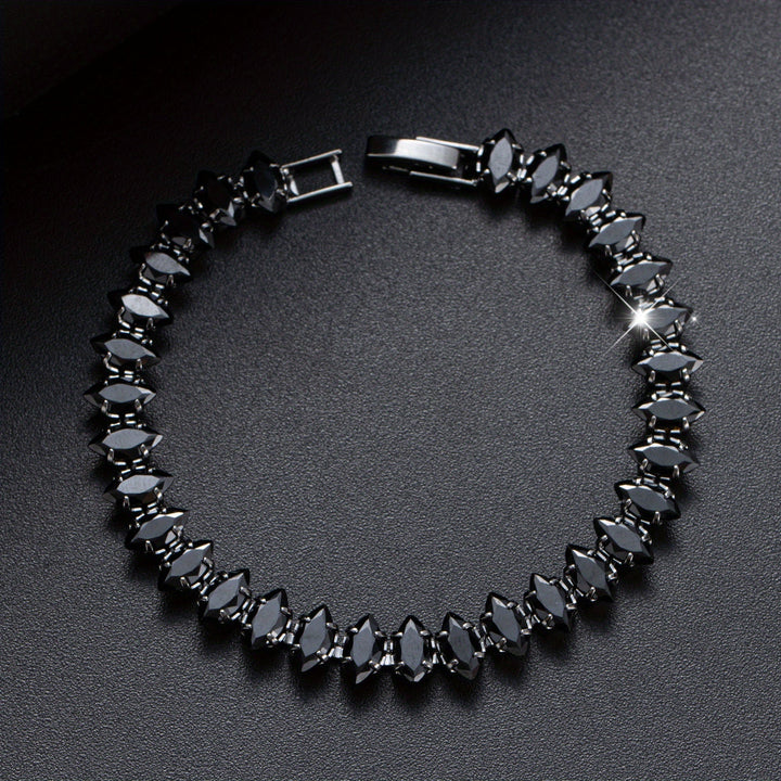 Elegáns onyx és réz karkötő